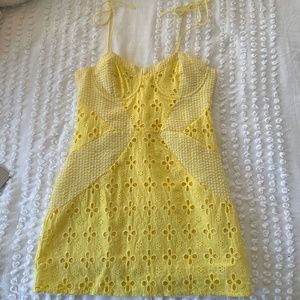 Urban outfitters eyelet embroidered dress yellow